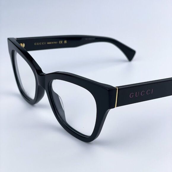 NEW Gucci GG1133O 003 Shiny Black Cat Eye Women LOGO Eyeglasses - Picture 6 of 12
